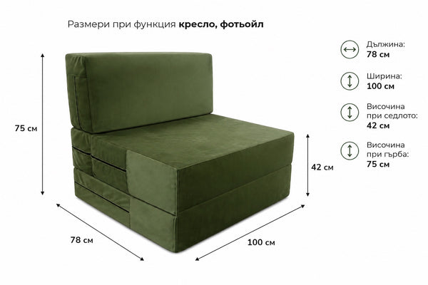 Разтегателен модулен матрак и фотьойл Ekotex Flexi Lounge 3 в 1